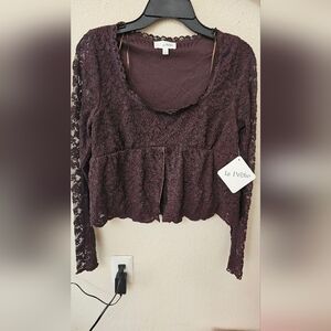 Women's Lace Blouse - Deep Brown